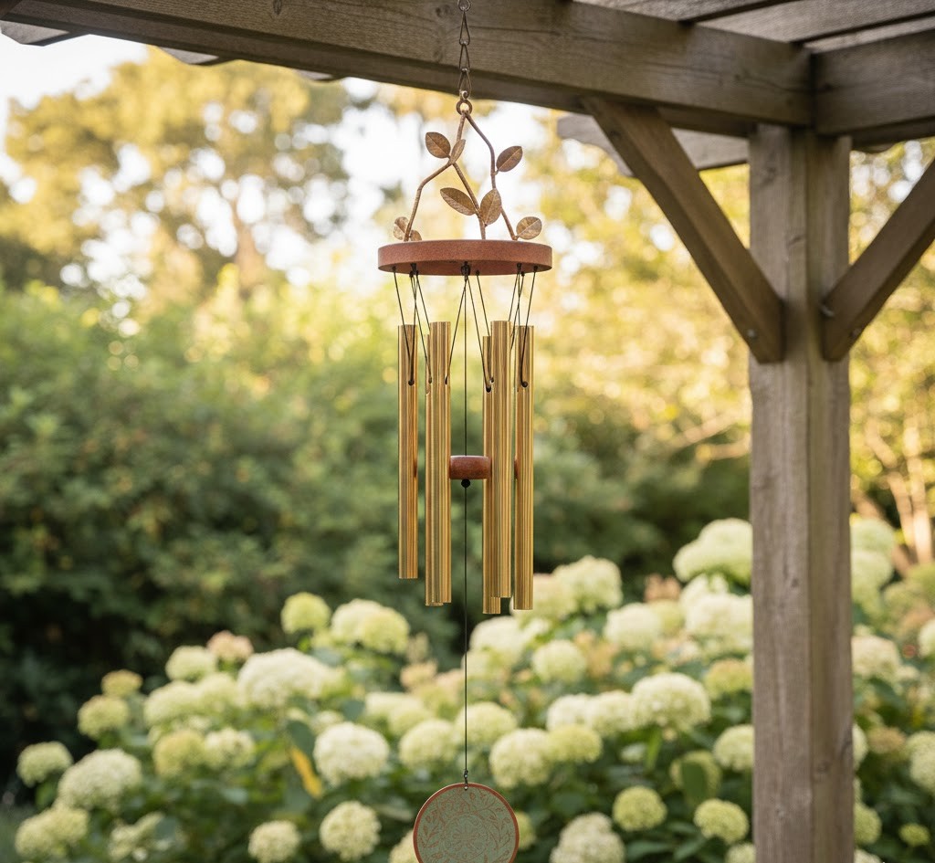 Metalen windgong met heldere klanken